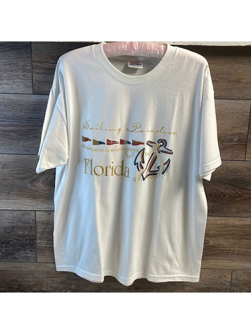 Hanes Heavyweight XL Sailing Paradise Florida Anchor Nautical Graphic Tee Unisex